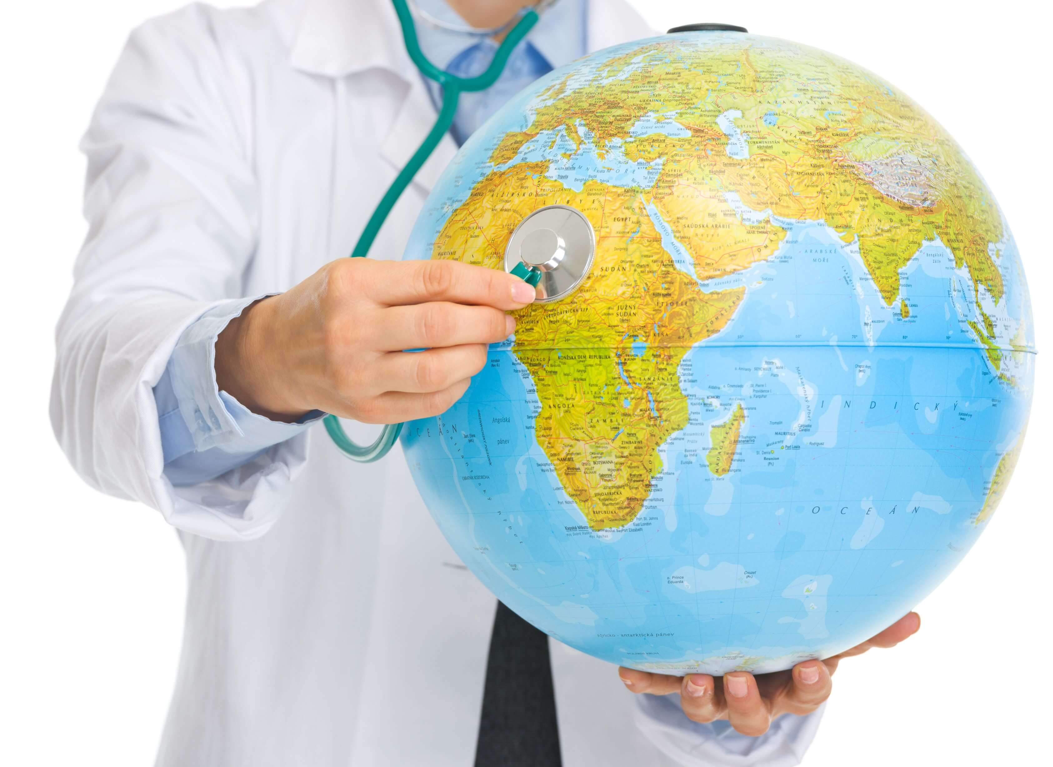 Doctor with Stethoscope on Globe